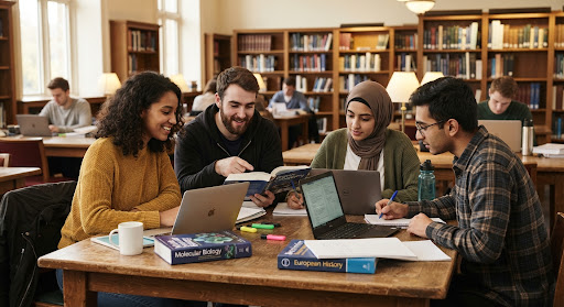 Students studying together